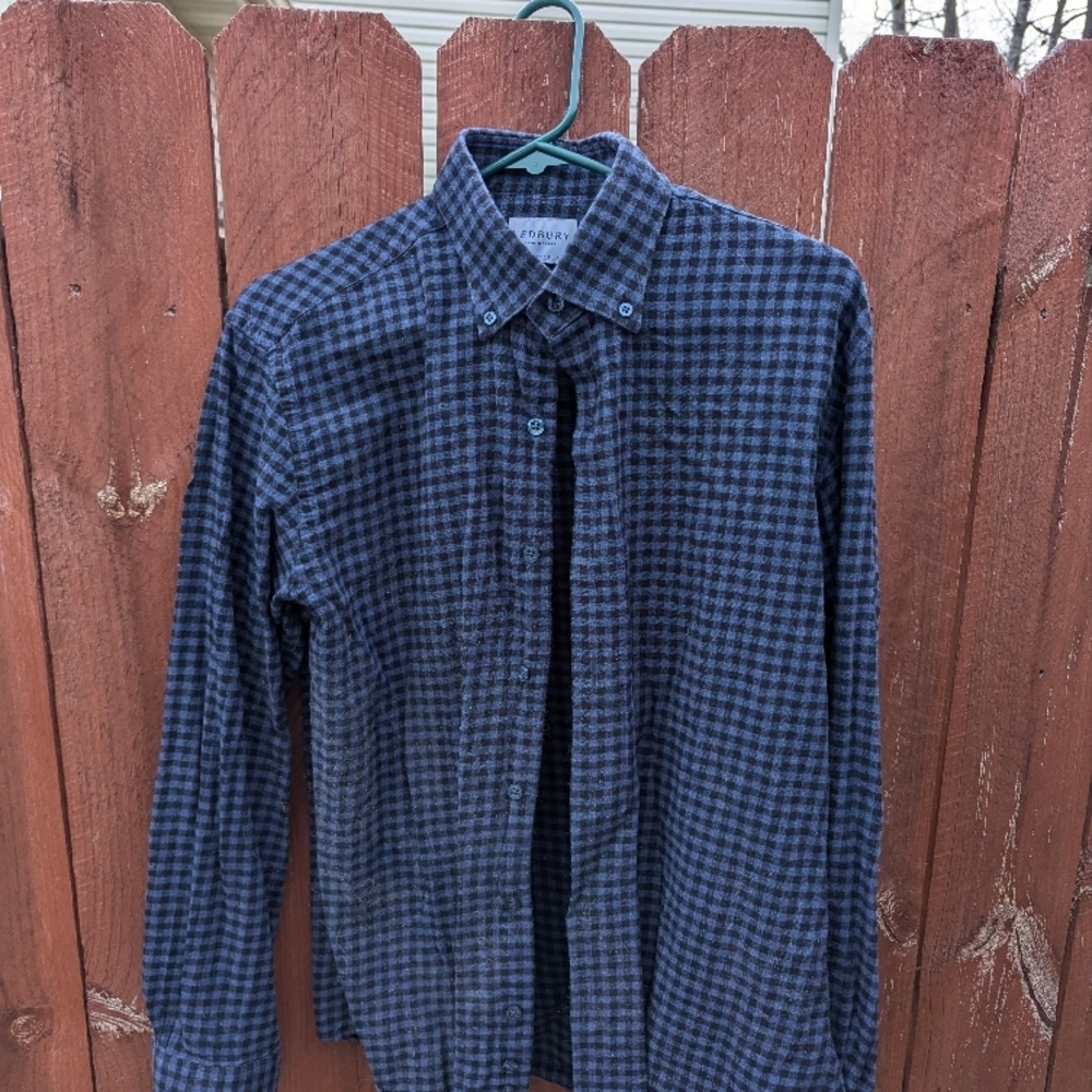 Ledbury Blue Checkered Button-Up Shirt - 16 - Tailored Fit